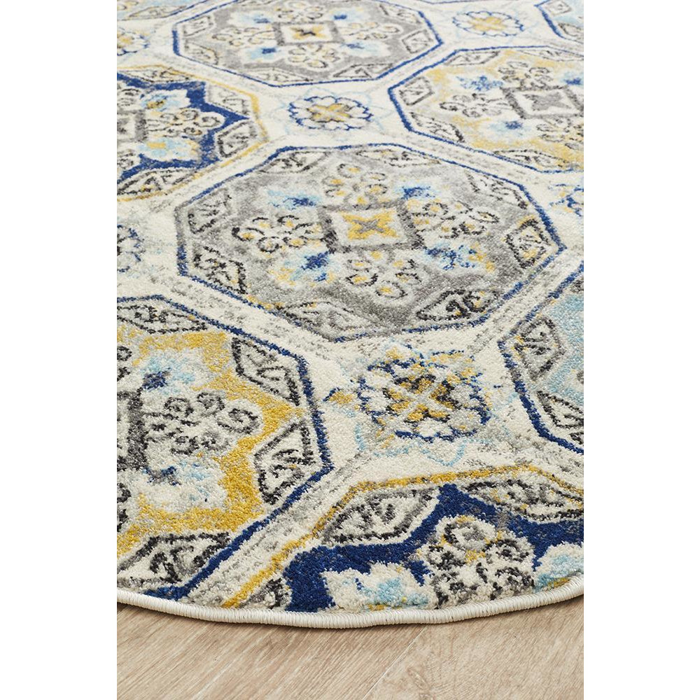 Selje 604 Blue Transitional Bohemian Inspired Round Rug - Rugs Of Beauty - 2