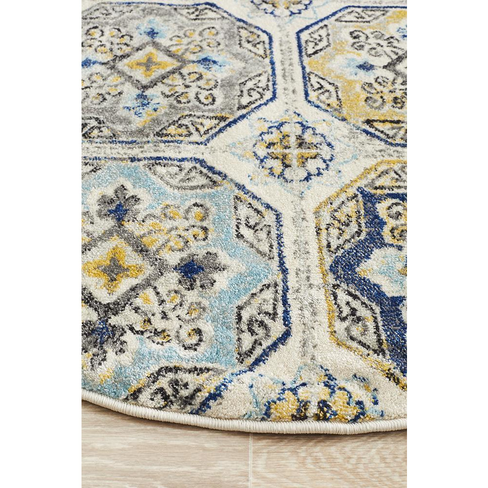 Selje 604 Blue Transitional Bohemian Inspired Round Rug - Rugs Of Beauty - 4