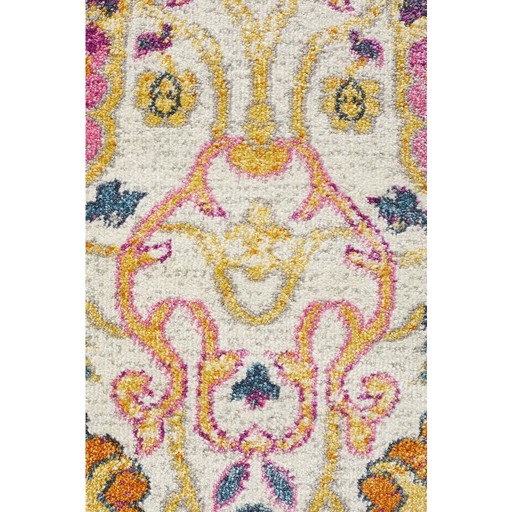 Selje 606 Pink Purple Multi Colour Transitional Bohemian Inspired Round Rug - Rugs Of Beauty - 5