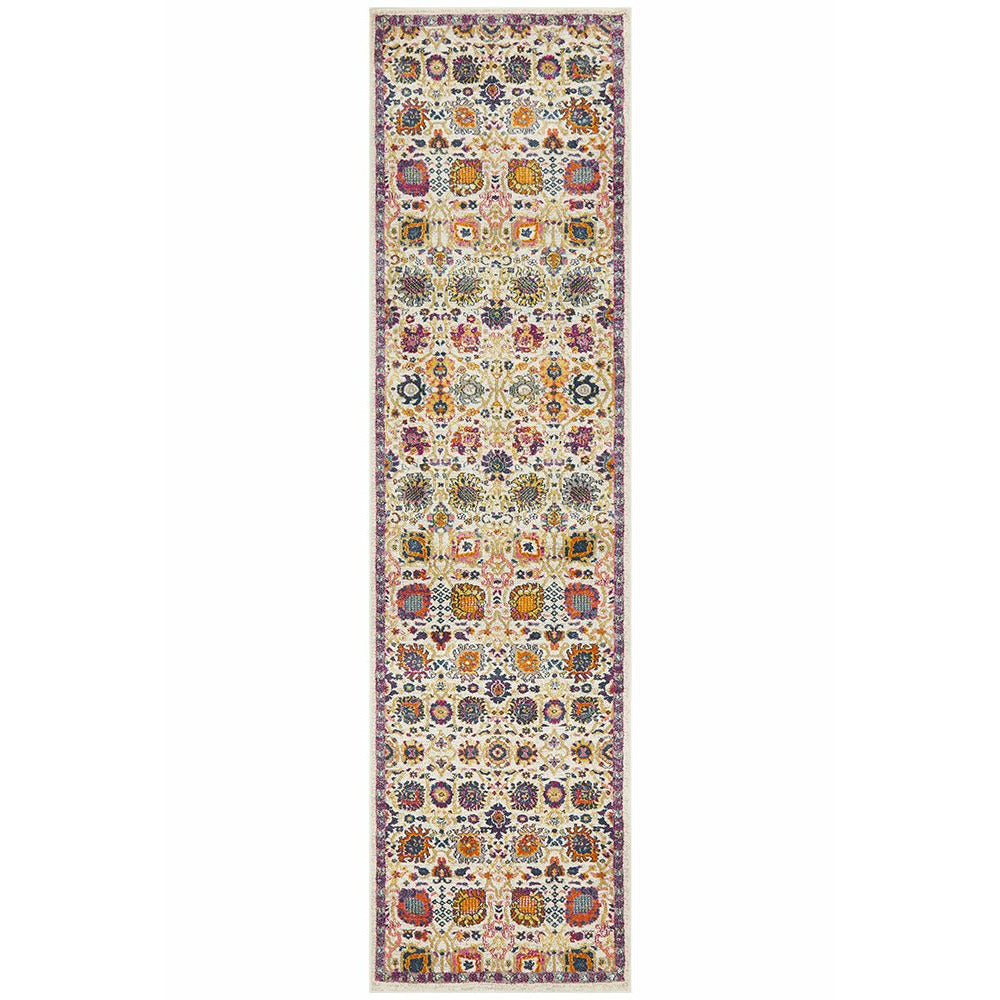 Selje 606 Pink Purple Multi Colour Transitional Bohemian Inspired Runner Rug - Rugs Of Beauty