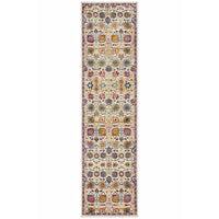 Selje 606 Pink Purple Multi Colour Transitional Bohemian Inspired Runner Rug - Rugs Of Beauty