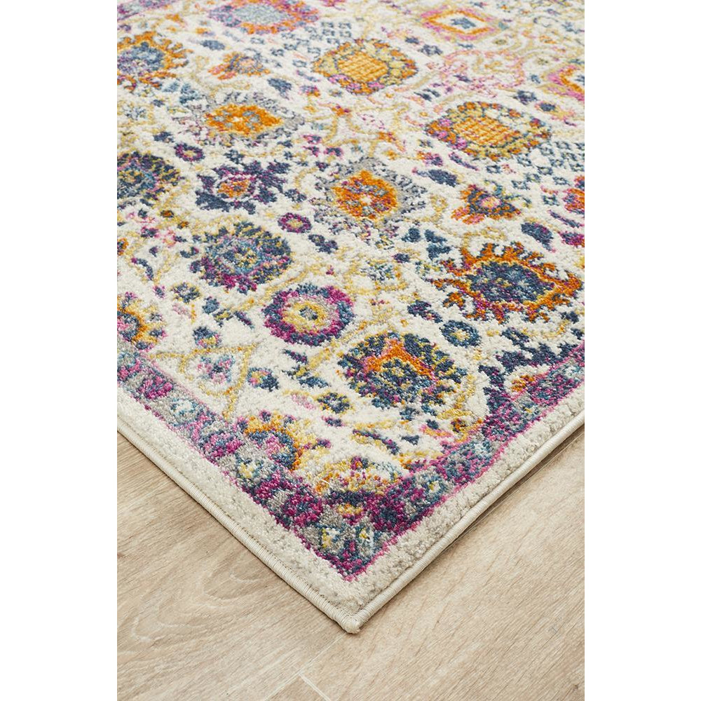 Selje 606 Pink Purple Multi Colour Transitional Bohemian Inspired Runner Rug - Rugs Of Beauty - 2