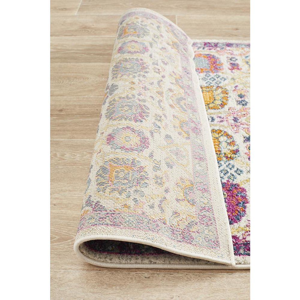 Selje 606 Pink Purple Multi Colour Transitional Bohemian Inspired Runner Rug - Rugs Of Beauty - 6