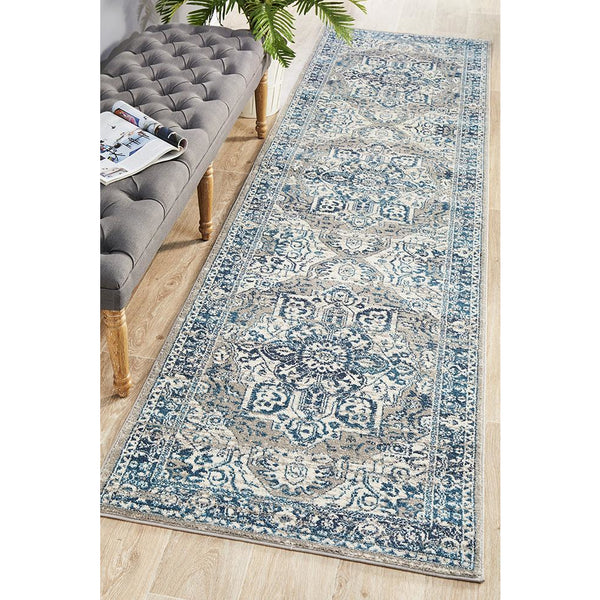 Selje 607 Blue Transitional Bohemian Inspired Runner Rug - Rugs Of Beauty - 1