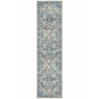 Selje 607 Blue Transitional Bohemian Inspired Runner Rug - Rugs Of Beauty 
