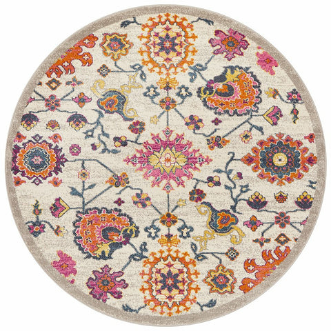 Selje 608 Multi Colour Transitional Bohemian Inspired Round Rug - Rugs Of Beauty