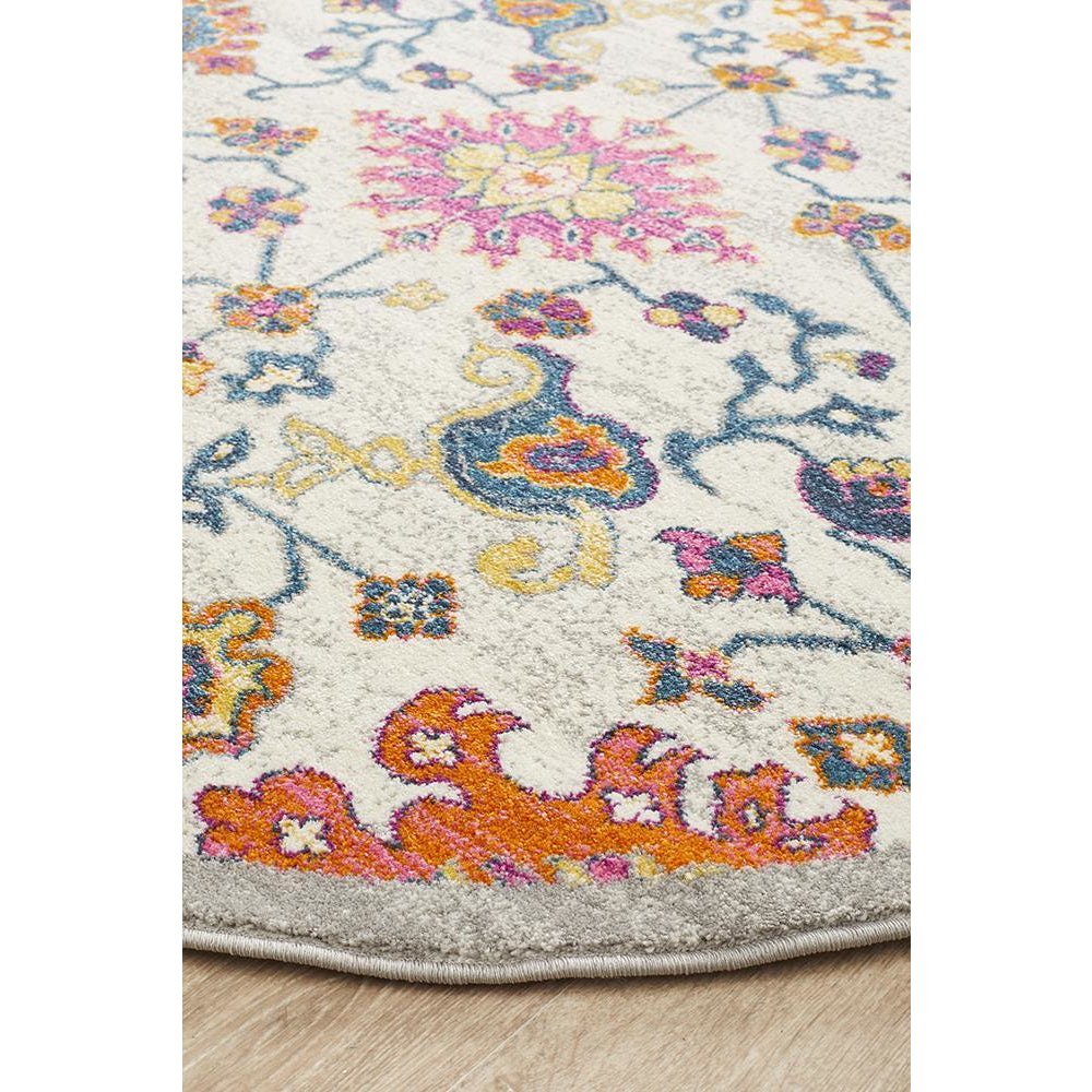 Selje 608 Multi Colour Transitional Bohemian Inspired Round Rug - Rugs Of Beauty - 2