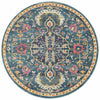 Selje 609 Navy Blue Pink Multi Colour Transitional Bohemian Inspired Round Rug - Rugs Of Beauty