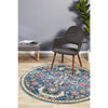 Selje 609 Navy Blue Pink Multi Colour Transitional Bohemian Inspired Round Rug - Rugs Of Beauty - 1