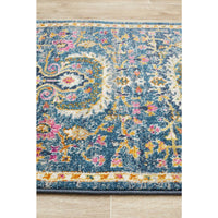 Selje 609 Navy Blue Pink Multi Colour Transitional Bohemian Inspired Runner Rug - Rugs Of Beauty - 4