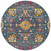 Selje 610 Blue Rust Pink Transitional Bohemian Inspired Round Rug - Rugs Of Beauty