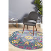 Selje 610 Blue Rust Pink Transitional Bohemian Inspired Round Rug - Rugs Of Beauty - 1