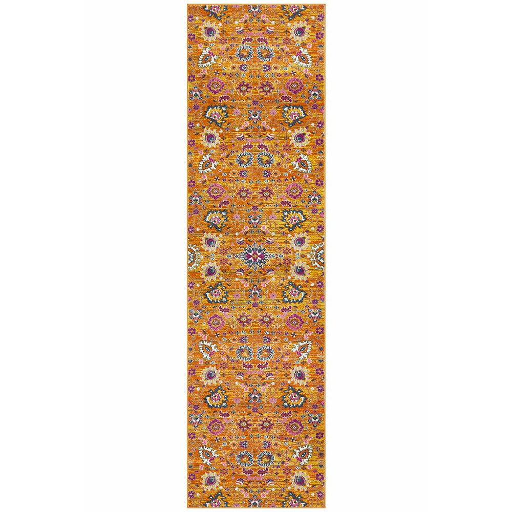 Rusk Color Rug Runners Selje 610 Rust Pink Multi Colour Transitional Bohemian Runner Rug ...