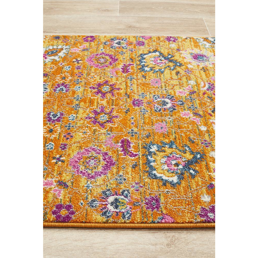 Rusk Color Rug Runners Selje 610 Rust Pink Multi Colour Transitional Bohemian Runner Rug ...