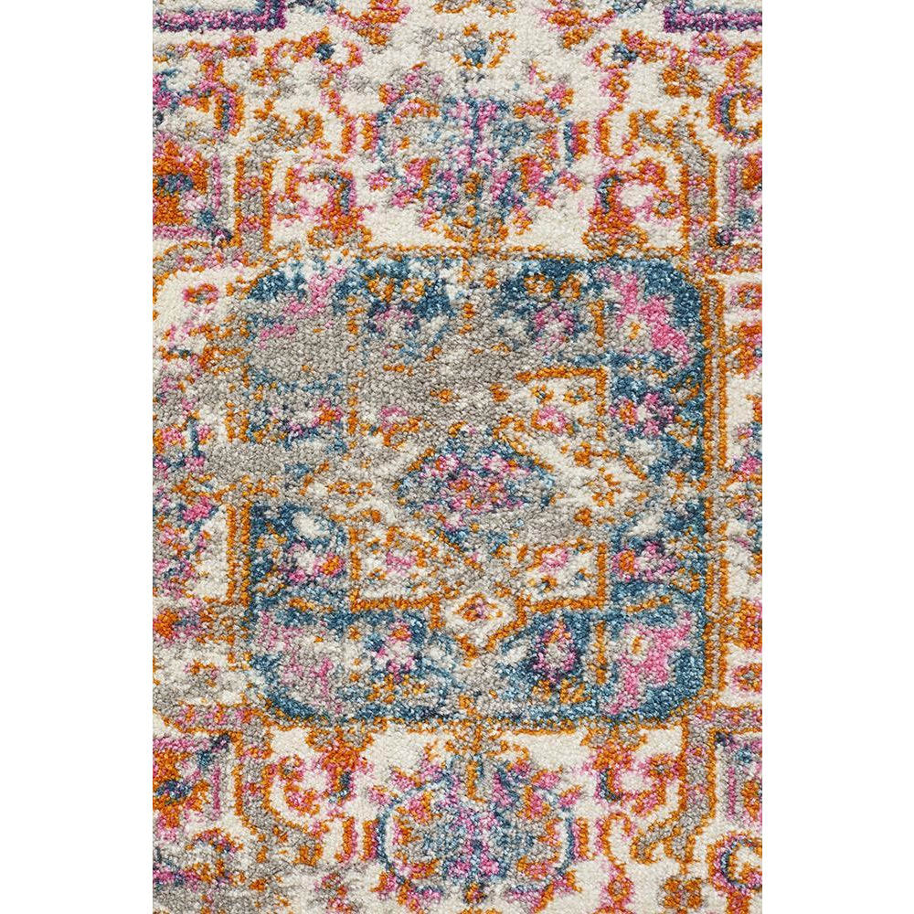 Selje 611 Grey Multi Coloured Transitional Bohemian Inspired Round Rug - Rugs Of Beauty - 5