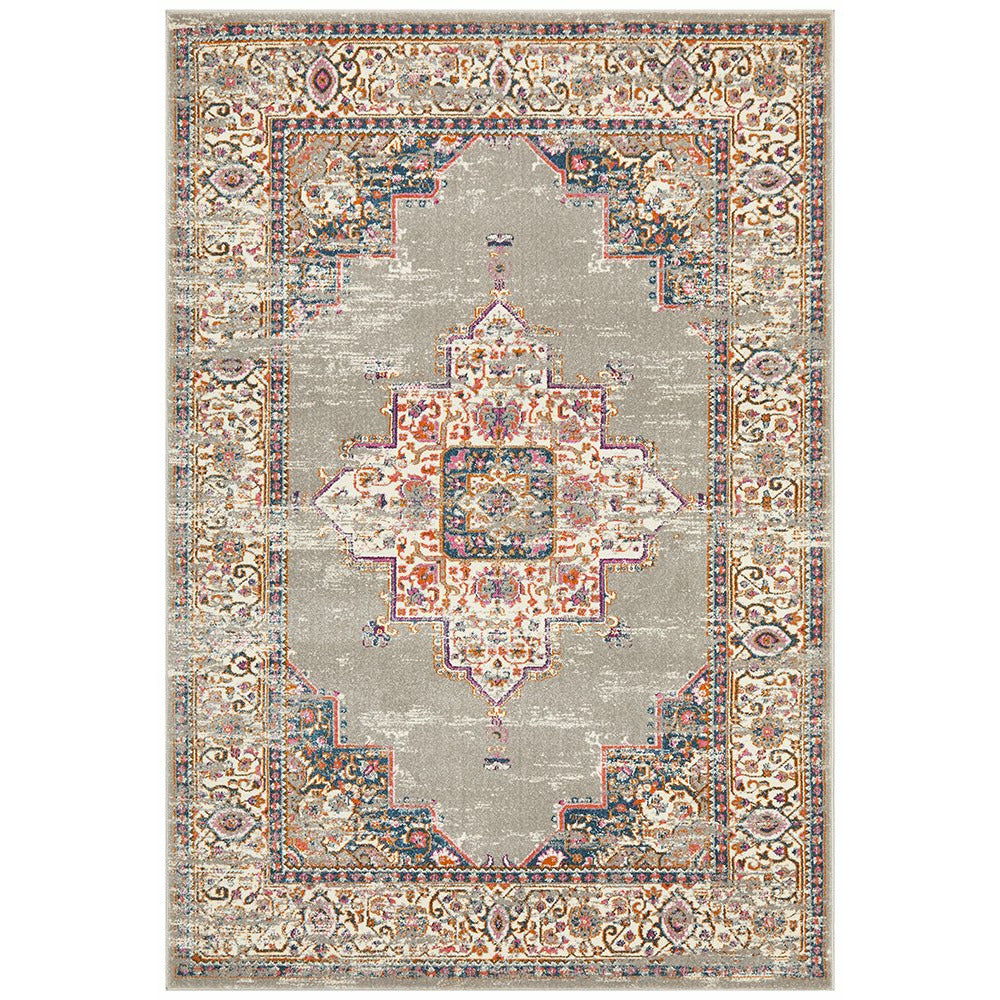 Selje 611 Grey Multi Coloured Transitional Bohemian Inspired Rug - Rugs Of Beauty 