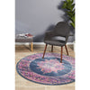 Selje 611 Navy Blue Multi Colour Transitional Bohemian Inspired Round Rug - Rugs Of Beauty - 1
