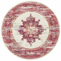 Selje 611 Pink Multi Colour Transitional Bohemian Inspired Round Rug - Rugs Of Beauty