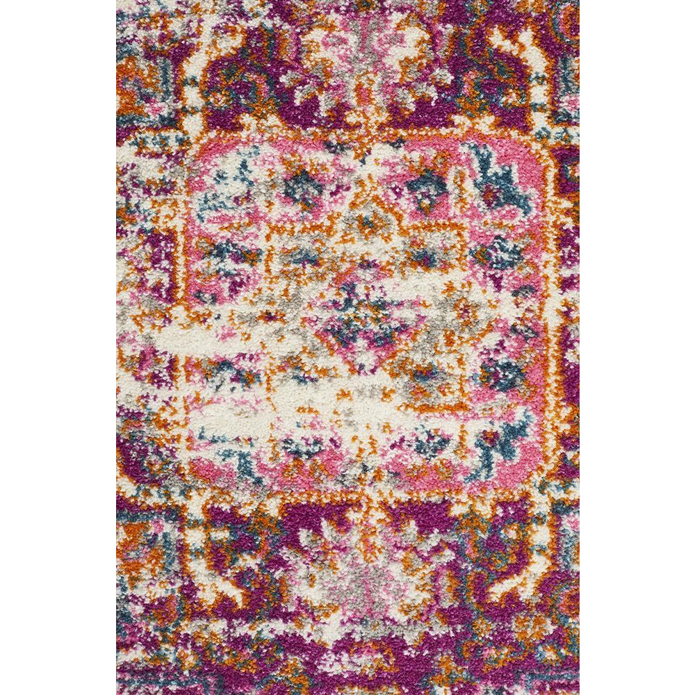 Selje 611 Pink Multi Colour Transitional Bohemian Inspired Round Rug - Rugs Of Beauty - 5