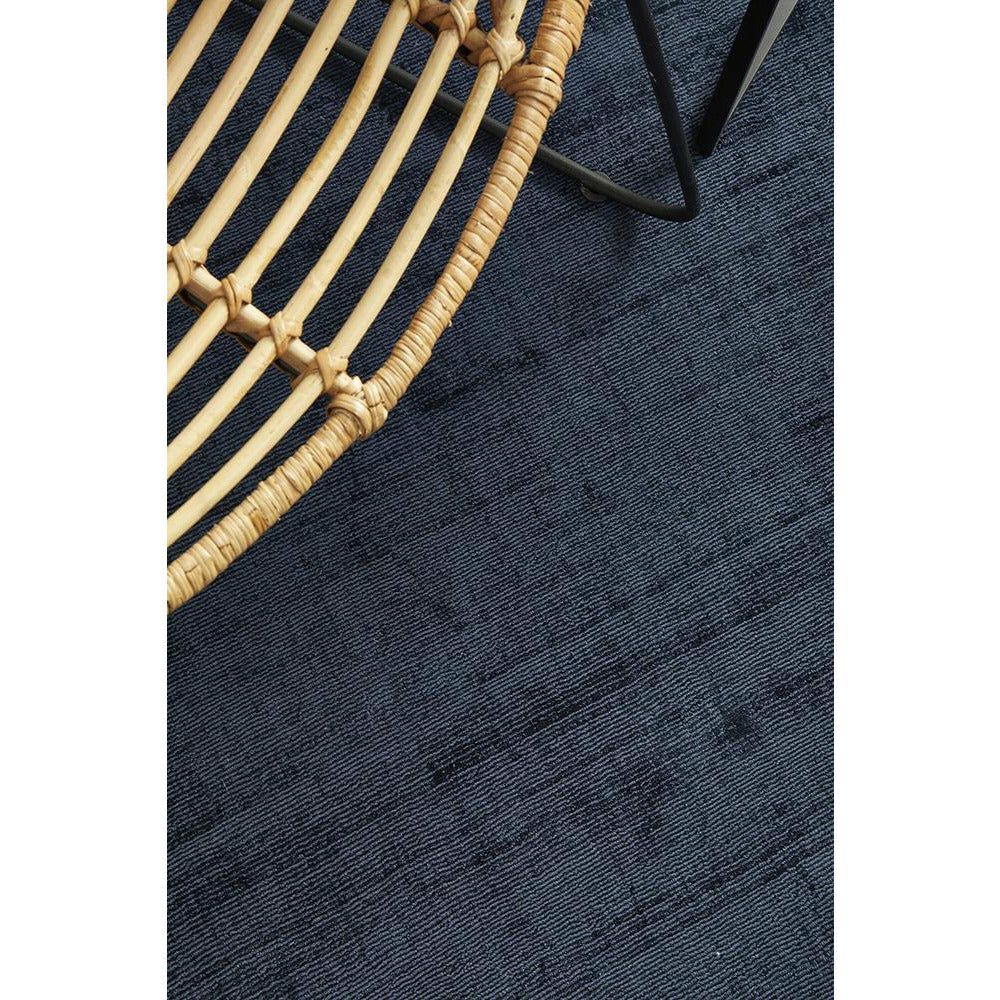 Caen Denim Blue Modern Hand Loomed Viscose Rug - Rugs Of Beauty - 2
