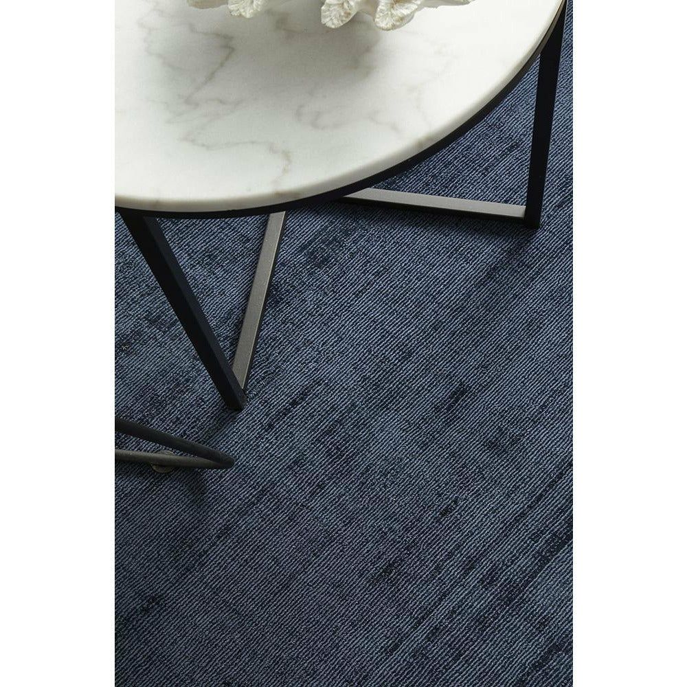Caen Denim Blue Modern Hand Loomed Viscose Rug - Rugs Of Beauty - 3