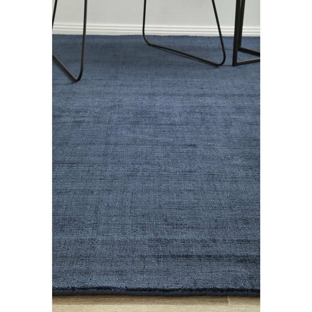 Caen Denim Blue Modern Hand Loomed Viscose Rug - Rugs Of Beauty - 5