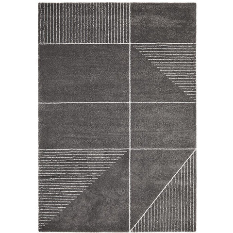Boden 785 Charcoal Grey Contemporary Plush Geometric Rug - Rugs Of Beauty - 1