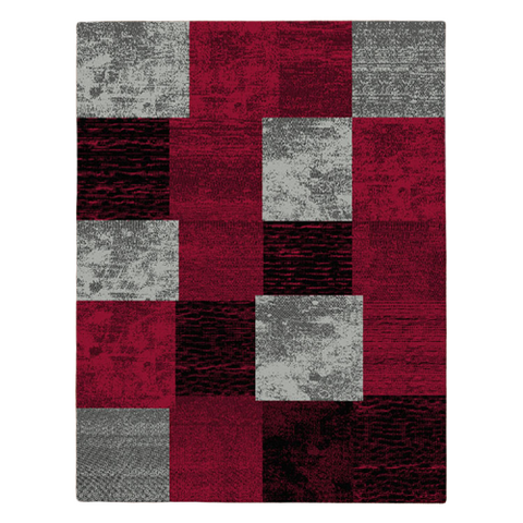 Grantham 1475 Red Black Grey Patterned Modern Rug - Rugs Of Beauty - 1
