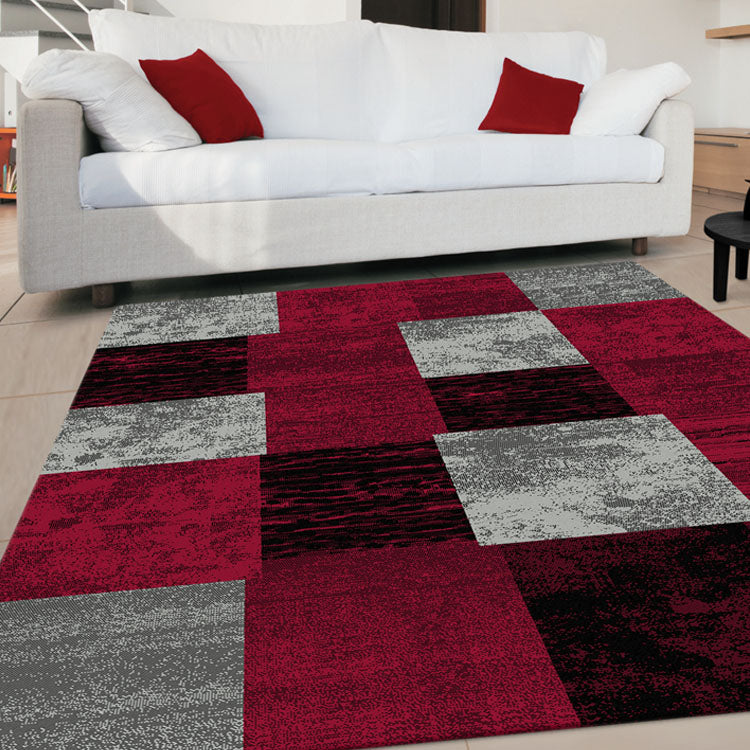 Grantham 1475 Red Black Grey Patterned Modern Rug - Rugs Of Beauty - 2