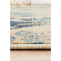 Denzel Blue Beige Floral Patterned Motif Modern Rug - Rugs Of Beauty - 7