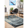 Denzel Faded Light Blue Navy Blue Beige Motif Modern Rug - Rugs Of Beauty - 3