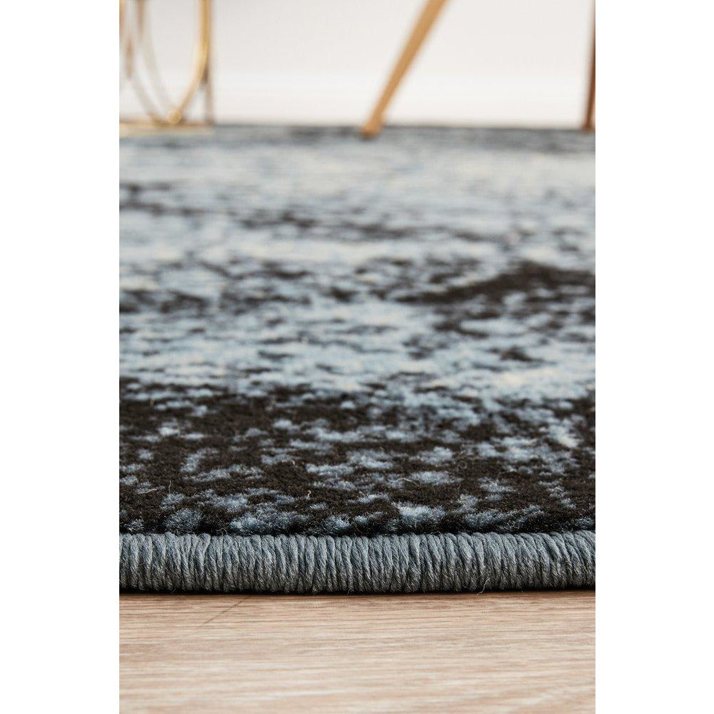 Denzel Faded Light Blue Navy Blue Beige Motif Modern Rug - Rugs Of Beauty - 8