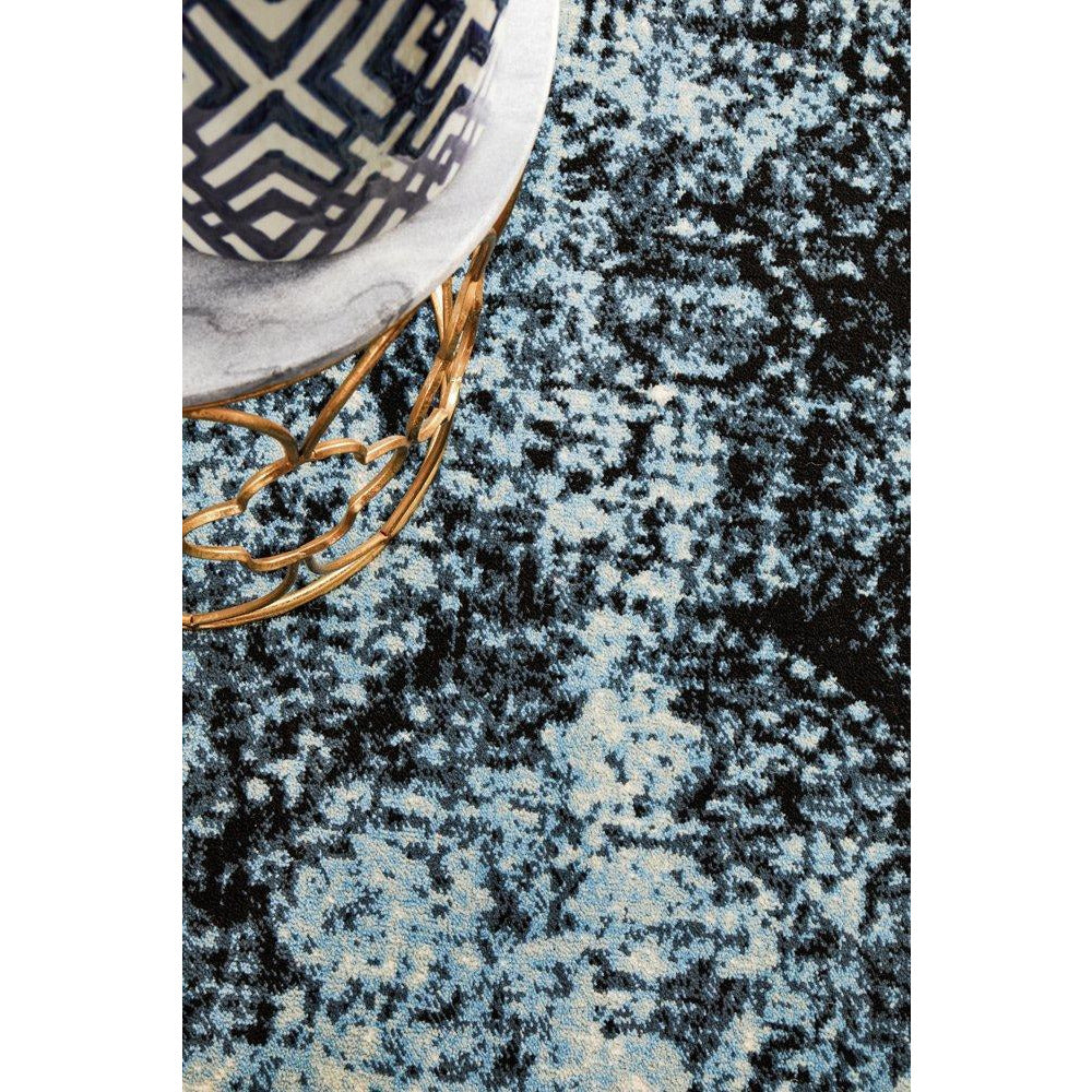 Denzel Faded Light Blue Navy Blue Beige Motif Modern Rug - Rugs Of Beauty - 6