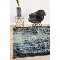Denzel Faded Light Blue Navy Blue Beige Motif Modern Rug - Rugs Of Beauty - 2