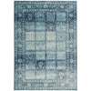 Denzel Blue Grey Beige Patchwork Pattern With Floral Motif Border Rug - Rugs Of Beauty - 1
