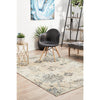 Denzel Faded Blue, Beige, Bone and Black Floral Motif Modern Rug - Rugs Of Beauty - 3