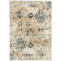 Denzel Faded Blue, Beige, Bone and Black Floral Motif Modern Rug - Rugs Of Beauty - 1