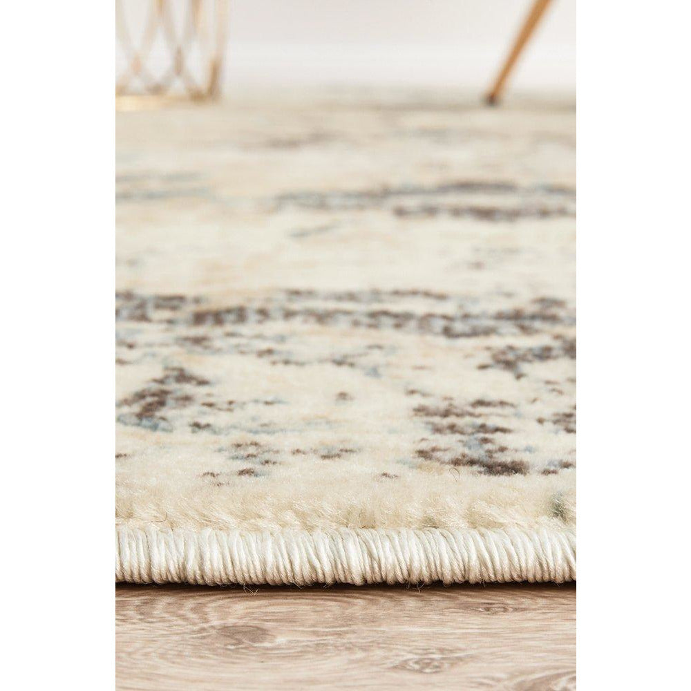 Denzel Faded Blue, Beige, Bone and Black Floral Motif Modern Rug - Rugs Of Beauty - 7