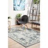 Denzel Faded Blue White Geometric Tree Motif With Border Modern Rug - Rugs Of Beauty - 3
