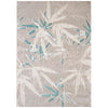 Kivalna 753 Beige Cream Blue Leaf Patterned Plush Modern Rug - Rugs Of Beauty - 1