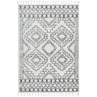 Saguenay 741 Tribal Monochrome Shaggy Rug - Rugs Of Beauty - 1