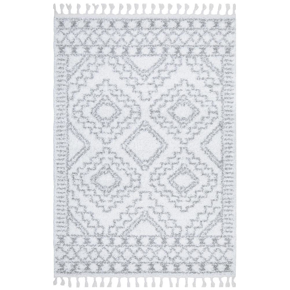 Saguenay 742 Tribal Monochrome Shaggy Rug - Rugs Of Beauty - 1