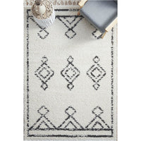 Saguenay 743 Tribal Monochrome Shaggy Rug - Rugs Of Beauty - 2