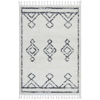 Saguenay 743 Tribal Monochrome Shaggy Rug - Rugs Of Beauty - 1