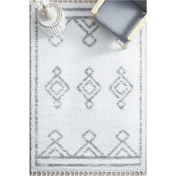 Saguenay 744 Tribal Monochrome Shaggy Rug - Rugs Of Beauty - 2