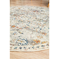 Salerno 1630 Silver Grey Multi Colour Transitional Medallion Patterned Round Rug - Rugs Of Beauty - 5