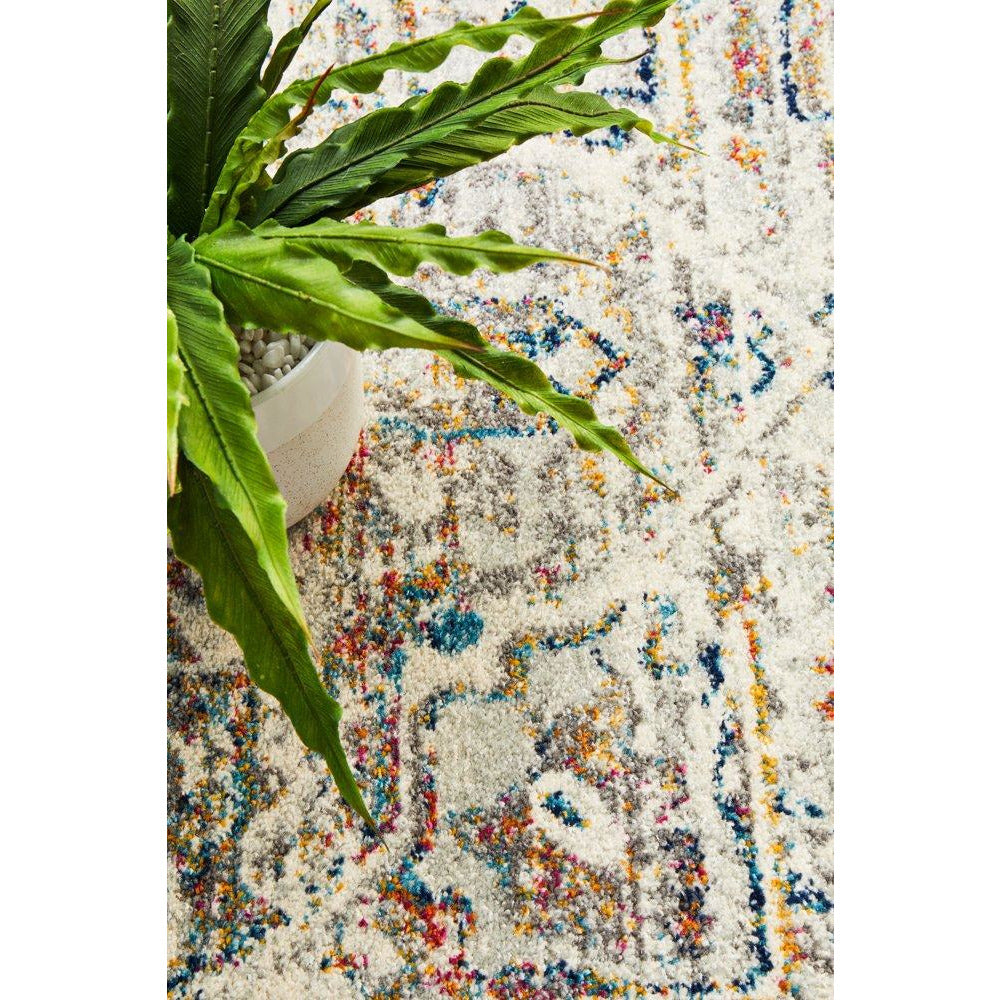 Salerno 1630 Silver Grey Multi Colour Transitional Medallion Patterned Round Rug - Rugs Of Beauty - 8