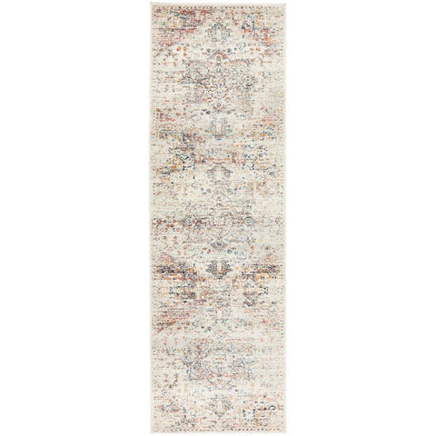 Salerno 1630 Silver Grey Multi Colour Transitional Medallion Patterned Runner Rug - Rugs Of Beauty - 1