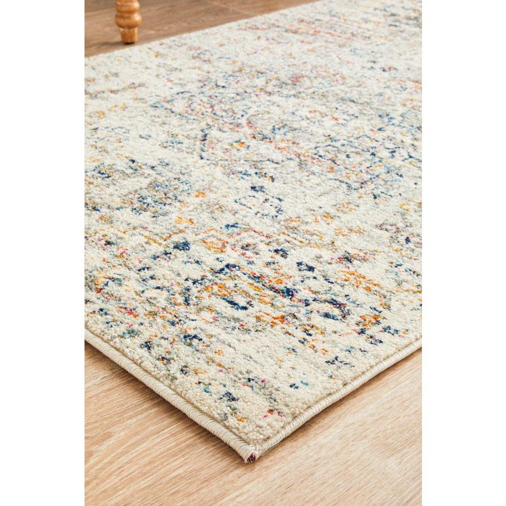 Salerno 1630 Silver Grey Multi Colour Transitional Medallion Patterned Runner Rug - Rugs Of Beauty - 6