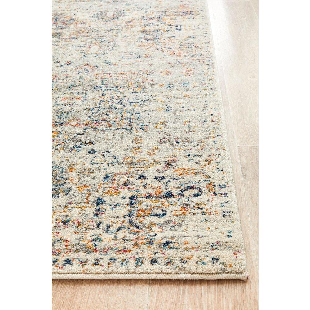 Salerno 1630 Silver Grey Multi Colour Transitional Medallion Patterned Runner Rug - Rugs Of Beauty - 7